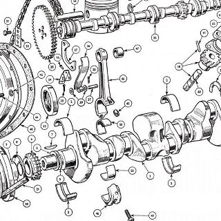 ENGINE: Internal Crankshaft, Fan Assembly, Flywheel Assembly, Camshaft, Timing Cover, Connecting Rod, Piston Assembly, Driveshaft, Distributor and Oil Pump
