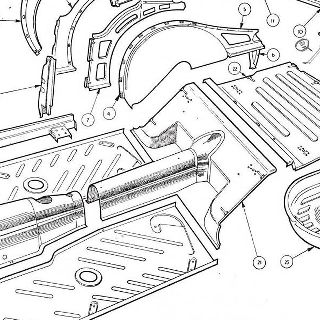 BODY AND FITTINGS: FLOORS REAR WINGS AND REAR BODY PANELS.