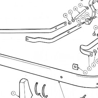 BODY AND FITTINGS: FRONT BUMPER AND REAR OVERRIDERS, MISCELLANEOUS BODY DETAILS. Parts not shown: -
Wing Beads from AS108 onwards. Grab handle AS50