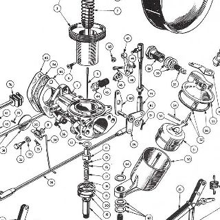 ENGINE: 1-1/2" SU CARBURETTORS. Vacuum pipe - see G86A