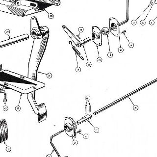 PEDALS: ACCELERATOR, CLUTCH AND BRAKE.