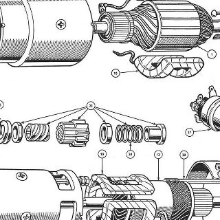 ELECTRICAL EQUIPMENT: DYNAMO, STARTER MOTOR AND STARTER SOLENOID.