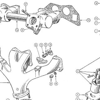 ENGINE: OIL PUMP, INLET AND EXHAUST MANIFOLDS.