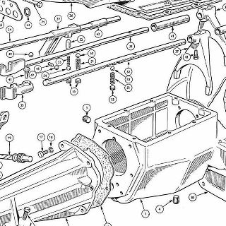 GEARBOX: CASING, TOP COVER AND MOUNTING.