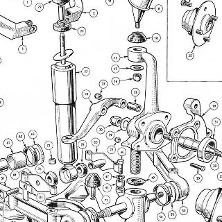 FRONT SUSPENSION AND FRONT HUBS.