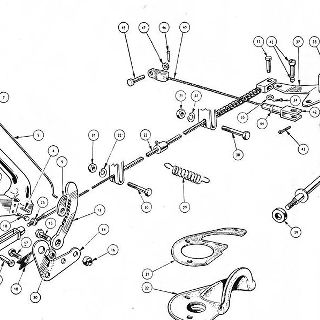 HANDBRAKE: LEVER, CABLES AND COMPENSATOR.