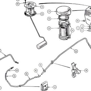 PETROL SYSTEM: PETROL PIPES, PETROL TANK AND SENDER UNIT.