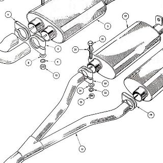 EXHAUST SYSTEM: INTERMEDIATE AND TWIN REAR SILENCER TYPE.