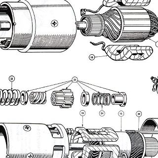 ELECTRICAL EQUIPMENT: DYNAMO, STARTER MOTOR AND STARTER SOLENOID.