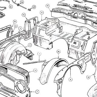 BODY AND FITTINGS: FRONT VALANCE, FRONT WINGS INNER AND OUTER AND BULKHEAD.