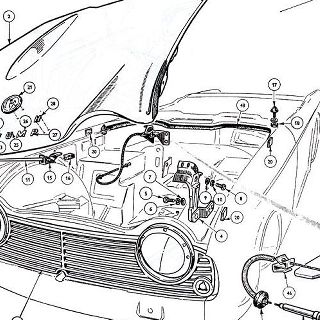 BODY AND FITTINGS: GRILL, BONNET AND BONNET FASTENER DETAILS, MEDALLION.