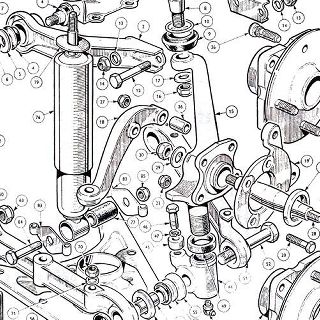 FRONT SUSPENSION AND FRONT HUBS.