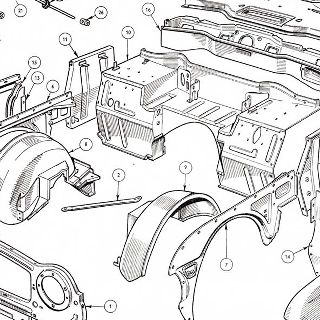 BODY AND FITTINGS:  FRONT VALANCE, FRONT WINGS INNER AND OUTER AND BULKHEAD