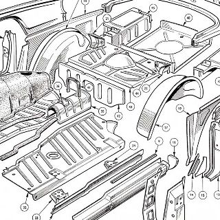 BODY AND FITTINGS: FLOORS REAR WINGS INNER AND OUTER AND REAR BODY PANELS