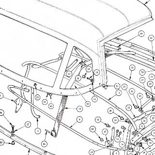 BODY AND FITTINGS: HOOD STICKS AND HOOD COVER. CATCHES, RUBBERS AND STOWAGE COVER