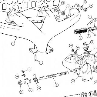 ENGINE: INLET AND EXHAUST MANIFOLDS. HEATER PIPE