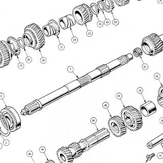 GEARBOX: MAINSHAFT, CONSTANT PINION SHAFT, COUNTERSHAFT AND REVERSE GEAR