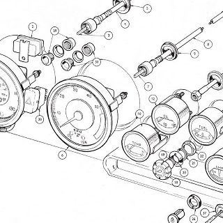 ELECTRICAL EQUIPMENT: Dashboard Controls and Instruments Speedometer, Voltage Stabilizer, Speedometer Cable, Revolution Counter, Temperature Gauge, Fuel Gauge, Oil Pressure Gauge, Emmeter, Panel Light Rheostat Switch, Ignition/Starter Switch, Hazard Warning Light Switch, Hazard Warning Light, Windscreen Wiper Switch, Windscreen Washer Switch, Choke Control Assembly