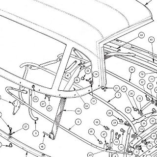 BODY AND FITTINGS: Hood - Soft Top Hood Complete Assembly, Hoodstick Assembly, Hood Cover Assembly, Handle Assembly Hood Closing, Hood Sealing Rubbers, Hood Stowage Cover Assembly