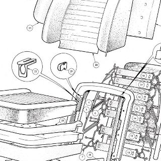 BODY AND FITTINGS: Seats and Back Board - Non USA, Japan Front Seat Assembly Complete with Cushion, Leathercloth, Backboard, Frame Assembly, Seat Slides, Rear Trim Board Complete