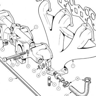 ENGINE (Carburettor Model): Manifold Manifolds inlet and exhaust, Manifold Pipes, Clips and Hoses