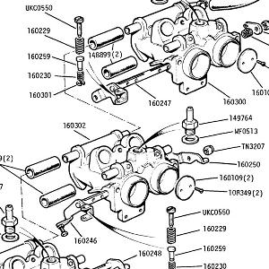 ENGINE (P.I. MODELS) Inlet throttle bodies and throttle spindles