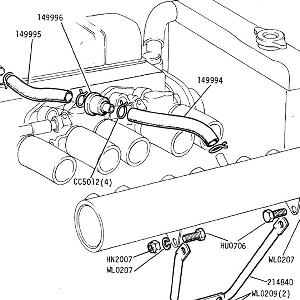 ENGINE (P.I. MODELS) Breather details and Air Manifold attachment details