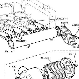 ENGINE (P.I. MODELS) Air Manifold Assembly, joining tubes to throttle bodies & Air Filter Assembly