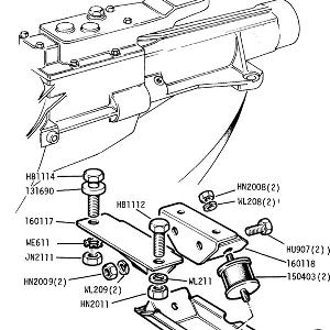 ENGINE MOUNTINGS Rear, inc. Support Brackets to Chassis.