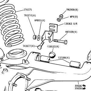 REAR SUSPENSION Trailing Arm, Spring, mounting brackets and bump stops