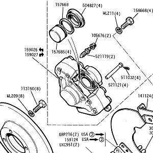 BRAKES Front Disc, calliper pads & shield