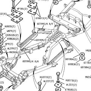 BODY MOUNTINGS Packers, Body to Chassis, Fasteners and Spare Wheel Hook