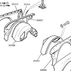 BODY FRONT PANELS Front Wings and Wheel Arches Front outer Wings, inner wings & Wheel Arches. Wing Attachment Fasteners