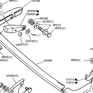 REAR BUMPER AND FITTINGS All Markets Except U.S.A.