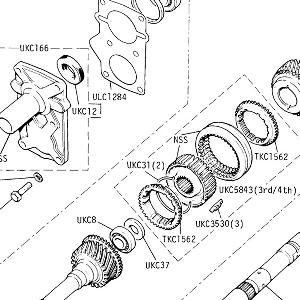 5 SPEED GEARBOX - Front Cover, Mainshaft, Constant Pinion Shaft (up to Gearbox No. CL.22476C