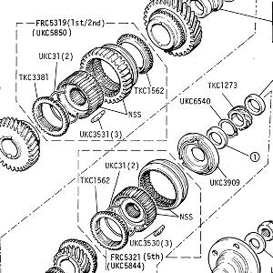 5 SPEED GEARBOX - Mainshaft Gears and Flange, Speedo Driving Gear