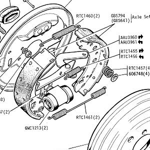 BRAKES - Rear Brake (8" x 1 1/2") - Fitted with Auto Gearbox up to VIN402000