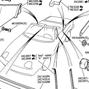 FACIA/TRIM/SEATS - Rear Quater Linkage and Header Rail Cover (Convertible)